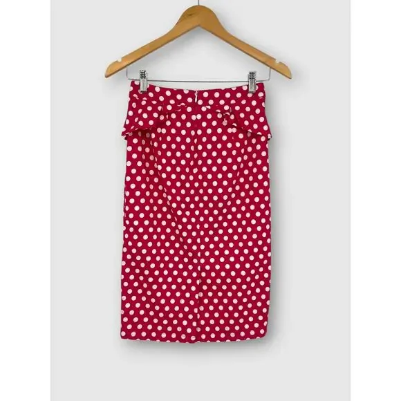 Grace Karin Polka Dot Peplum Pencil Skirt Retro Pin Up Ruffle Waist Size S - Picture 2 of 6
